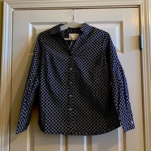 Ladies Sz 6 Bl & wh Pappagallo long sleeve shirt